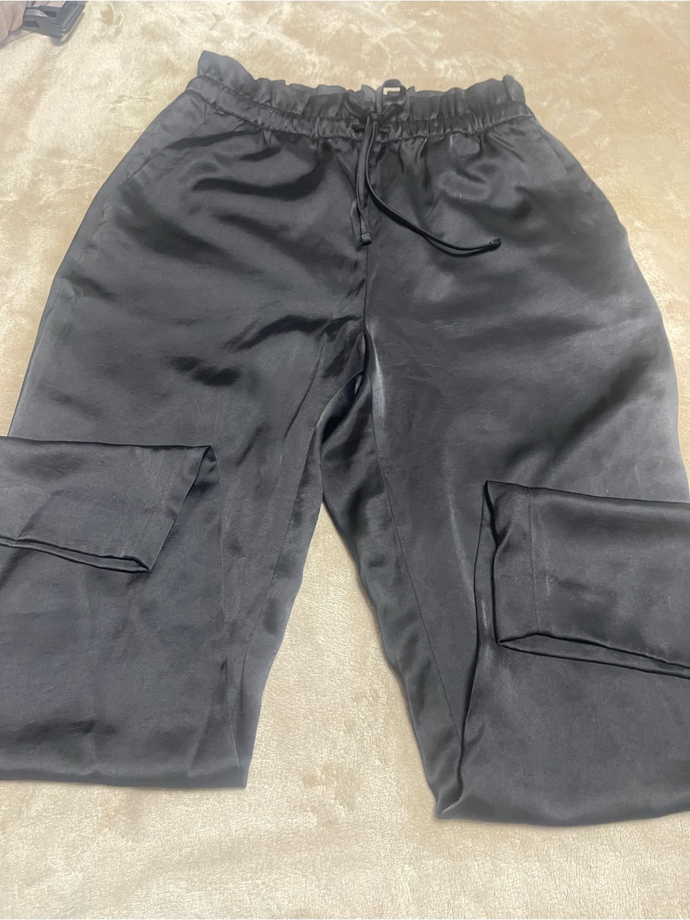 Express Black Straight-Leg Drawstring Pants - Picture 2 of 7